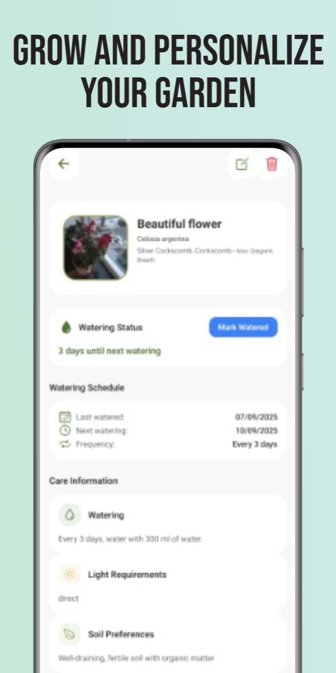 Bloomer plant care app screenshot 4 showing AI plant identification and watering schedule features